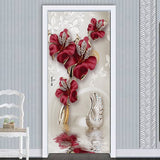 HULIANFU  PVC Self-Adhesive Waterproof Door Sticker Modern 3D Abstract Line Mural Wallpaper Living Room Study Home Decor Art Door Poster