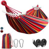 HULIANFU Outdoor Hammock Portable Garden Hammock Sports Home Travel Camping Swing Canvas Stripe Hang Bed Hammock Double Single People
