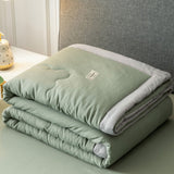 HULIANFU Summer Air Conditioning Quilt Washed Cotton Throw Blanket Quilting Thin Comforter Cooling Duvet Quilted Quilt Solid Color