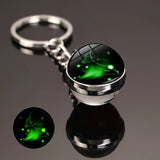 HULIANFU New 12 Constellation key ring Starry Sky Luminous Keychain Time Stone Glass Ball Key Chain Accessories Pendant Key Chain Gifts
