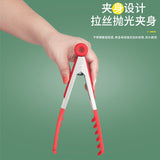 HULIANFU Silicone Stainless Steel Food Tong Grilled Fillet Steak Cold Sauce Spaghetti Noodles Barbecue Multi-Purpose Cross-Border