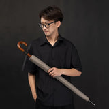 HULIANFU Parachase Big Umbrella Wooden Windproof 16 Ribs Business Japanese Long Handle Umbrella Rain Women Men 120cm Golf Clear Umbrella