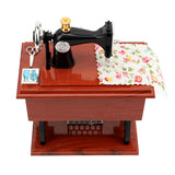 HULIANFU Mini Exquisite Sewing Machine Music Box Hand Crank Retro Music Boxes Jewelry Box Creative Birthday Gifts Home Decoration