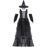 hulianfu Adult Halloween Witch Sexy Sleeveless Costumes Black for Women Fantasy Witch Role Cosplay Carnival Party Dress Performance Skirt