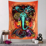 HULIANFU Psychedelic Meditator Tapestry Wall Hanging Cartoon Witchcraft Bohemian Style Mandala Kawaii Room Home Decor