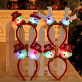 HULIANFU 2023 Christmas Headband with Flashlight Christmas Decorations Gifts Hair Clips Antler Headbands New Year Decoration Santa Headband