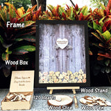 HULIANFU Wedding Guest Book Personalized Wedding Decoration Rustic Sweet Wedding Guestbook 120pcs Small Wood Hearts