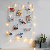 HULIANFU Nordic Home Wall Decoration Iron Grid Decor Photo Frame Postcards DIY Wall Art Display Mesh Storage Shelf Organizer Rack Holder