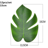 HULIANFU Tropical Palm Leaves Summer Monstera Artificial Silk Turtle Leaves For Home Hawaiian Luau Beach Wedding Party Decor Fake Plants