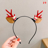HULIANFU 2023 Christmas Headband Reindeer Antlers Horn Flower Hair Band Clasp Headwear for Kids Adult New Year Navidad Party Halloween Cosplay