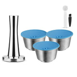 HULIANFU Refillable STAINLESS STEEL Metal Reusable Dolce Gusto Capsule Silicone Cover Dolci Gusto Coffee Machine Coffee Spoon with Clip