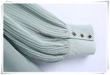 hulianfu Snican pleated sleeve cascading ruffle bow tie office ladies blouse chic fashion female tops women camisas femininas Chiffon New