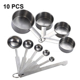 HULIANFU UPORS 8/10Pcs Stainless Steel Measuring Cups and Spoons Set Deluxe Premium Stackable Tablespoons Home Tools Kitchen Accessories