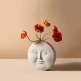 HULIANFU Nordic Creative Ceramic Face Vase Simple Decoration Bedroom Decor Livingroom Porch Flower Arrangement Home Decoration Art Vase