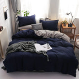 HULIANFU Nordic Double Color Bedding Set Single Queen King Duver Cover Set 240x220 Bed Sheet Bed Linen Pillowcase Gray Pink Quilt Covers