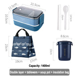 HULIANFU Japanese style Multi-layer lunch box food container storage Portable Leak-Proof bento box for kids with Soup Cup Breakfast Boxes