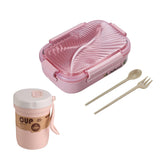 HULIANFU TUUTH Microwave Lunch Box Wheat Straw Bento Box 750ML BPA Free Food Storage Container with Soup Cup