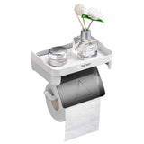 HULIANFU Wall Mount Roll Paper Storage Rack Multi-function Toilet Paper Holder Rack Bathroom Rack Shelves 3 Colors