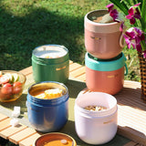 HULIANFU Portable Breakfast Cup With Lid and Spoon Multifunction Oatmeal Cup Cereal Nut Yogurt Mug Snack Cups Small lunch box soup bowl
