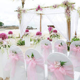 HULIANFU Wedding Decoration Organza Chair Sashes Bow For Party Christmas Halloween hotel Chair Decoration Supplies(Pack of 50pcs  pink)