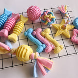 HULIANFU Pet Toy Dog Ball Pet Tooth Cleaning Chewing Rubber Toys For Small Dogs Rubber Dog Toy Pet Teething Dog Favors Bite Dog Rope Toy