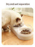 HULIANFU Pet Cat Bowl Automatic Feeder Dog Cat Food Bowl With Water Fountain Double Bowl Drinking Raised Stand Dish Bowls For Cats