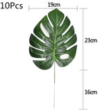 HULIANFU Tropical Palm Leaves Summer Monstera Artificial Silk Turtle Leaves For Home Hawaiian Luau Beach Wedding Party Decor Fake Plants