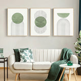 HULIANFU Modern Green Geometric Abstract Line Wall Art Canvas Painting Nordic Posters And Prints Wall Pictures For Living Room Home Decor
