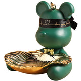 HULIANFU Violent bear statue Tidy Bear Statue With Metal Tray Storage Keys, Candy, Friut Home Ornaments Decoration Table Room Decorations