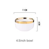 HULIANFU White Porcelain Plates for Food Dinner Set Dishes Salad Soup Bowl Ceramic Plates and Bowls Set Tableware Set Service for 4/6/8
