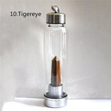 HULIANFU water bottle Drop Shipping Natural Crystal Point Healing Obelisk Wand Elixir Quartz Crystal Water Bottle To wand heals energy st