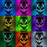HULIANFU LED Halloween Mask Luminous Glow In The Dark Mascaras Halloween Party Costume Cosplay Masques Horror Props Neon light Masquerade