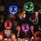 HULIANFU LED Halloween Mask Luminous Glow In The Dark Mascaras Halloween Party Costume Cosplay Masques Horror Props Neon light Masquerade