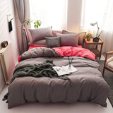 HULIANFU Nordic Double Color Bedding Set Single Queen King Duver Cover Set 240x220 Bed Sheet Bed Linen Pillowcase Gray Pink Quilt Covers