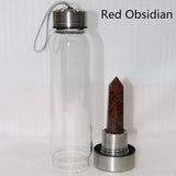 HULIANFU water bottle Drop Shipping Natural Crystal Point Healing Obelisk Wand Elixir Quartz Crystal Water Bottle To wand heals energy st