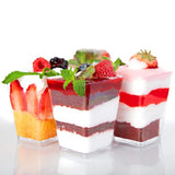 HULIANFU panacota plastic cup 50Pcs desert cup Clear Portion Transparent Trapezoidal Food container 60ml glasses for desserts Yogurt cups