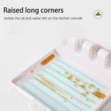 HULIANFU Kitchen Spoon Holders Fork Spatula Rack Shelf Organizer Plastic Spoon Rest Chopsticks Holder Non-slip Spoons Pad Kitchen Utensil