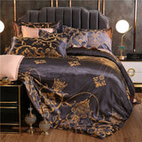 HULIANFU Luxury Jacquard Bedding Set King Size Duvet Cover Quilt Set Queen Comforter Bed Gold Quilt Cover High Quality For Adults
