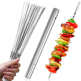 HULIANFU Skewers for Barbecue Reusable Grill Stainless Steel Skewers Shish Kebab BBQ Camping Flat Forks Gadgets Kitchen Accessories Tools