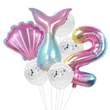 HULIANFU Little Mermaid Party Balloons 32inch Number Foil Balloon Kids Birthday Party Decoration Supplies Baby Shower Decor Helium Globos