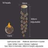 HULIANFU Modern led pendant golden villa staircase living room home decoration chandelier shopping mall crystal rope Chandelier