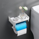 HULIANFU Wall Mount Roll Paper Storage Rack Multi-function Toilet Paper Holder Rack Bathroom Rack Shelves 3 Colors