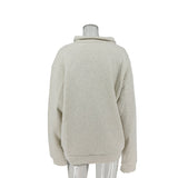 Luxury Thick Gray Zipper Letter Print Oversized winter warm Sweatshirt Women  Long Sleeve Pullovers Plus Size Elegant British