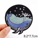 HULIANFU Van Gogh Embroidered Patches on Clothes DIY Cartoon Wave Applique Clothing Thermoadhesive Patches for Clothing DIY