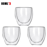 HULIANFU Transparent glass coffee cup milk whiskey tea beer double creative heat resistant cocktail Vodka wine mug Drinkware tumbler cups