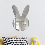 HULIANFU Nordic Cartoon Decorative Mirror Bathroom Baby Room Rabbit Wood Acrylic Mirror Frame Creative Home Art Wall Decorations Artwork