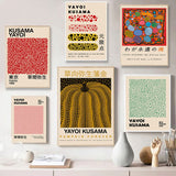 HULIANFU   Yayoi Kusama Exhibition Posters and Prints Gallery Wall Art Picture Museum Modern Canvas Painting Nordic Living Room Decoration
