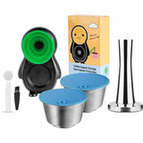 HULIANFU Refillable STAINLESS STEEL Metal Reusable Dolce Gusto Capsule Silicone Cover Dolci Gusto Coffee Machine Coffee Spoon with Clip