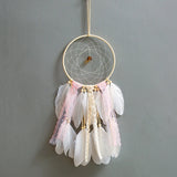 HULIANFU Original silver gray dream catcher 2 ring Indian feather hanging art gifts to bestie friends creative valentine's day gifts