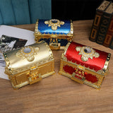 HULIANFU Luxury Golden Double Layers Jewelry Organizer Metal Storage Box Desk Makeup Organizers Box With Drawer Gift For Girl Friend.Z223